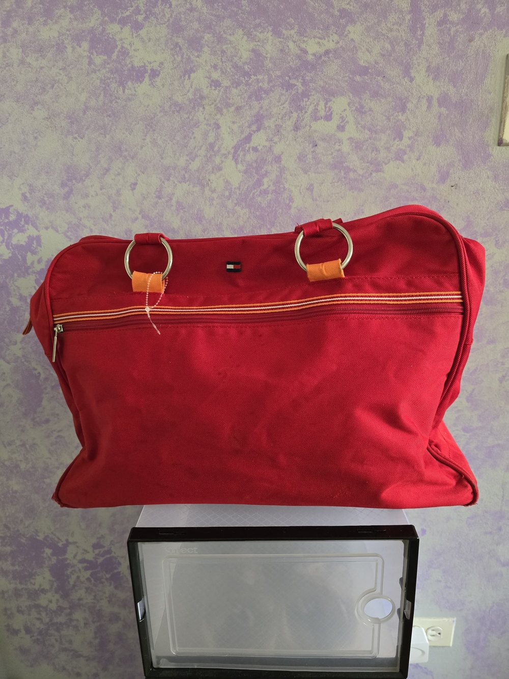 Tommy Hilfiger Red Canvas Weekend Tote